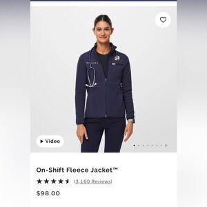 Figs navy blue on fleece jacket